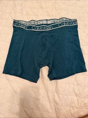 Calvin Klein Men's Teal Boxer Briefs with Logo Waistband